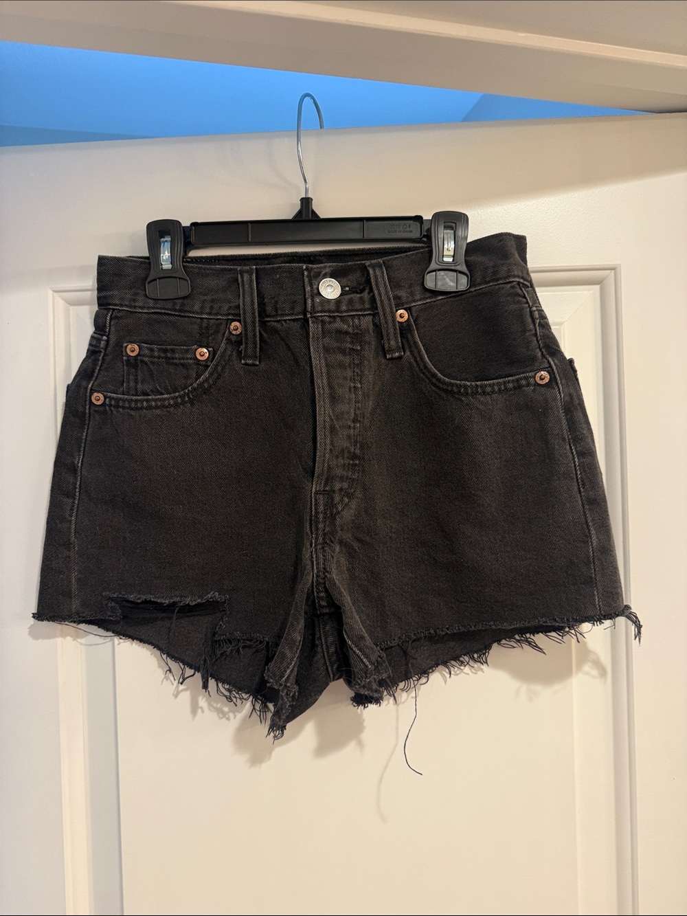 Levi's 501 Black Distressed Cutoff Denim Shorts